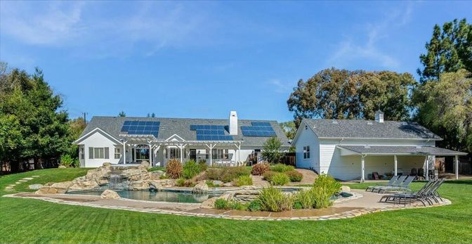 Backyard, Exterior, Facade, Pool, Solar Panels, French Provincial