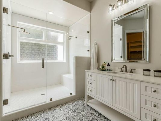 Bathroom, Glass Shower, Interior, Recessed Lighting