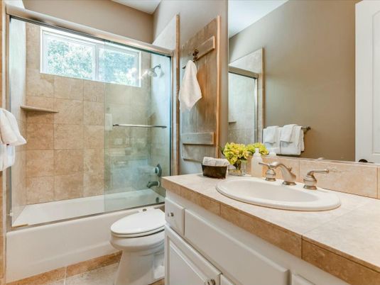Bathroom, Glass Shower, Interior, Tile Countertops