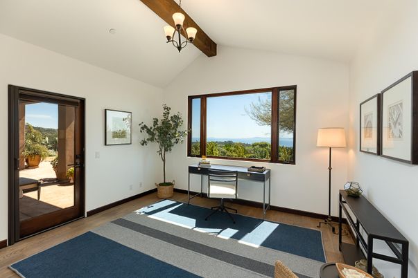 Chandelier, Home Office, Interior, Wooden Beams, Wood Texture Flooring