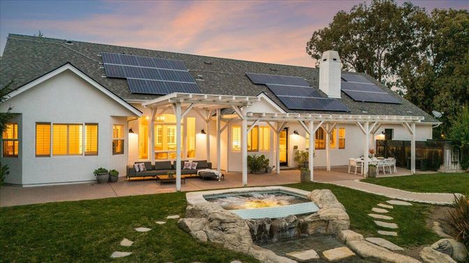 Exterior, Pool, Solar Panels