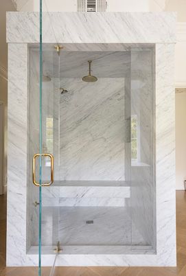 Bathroom, Glass Shower, Interior, Marble Walls