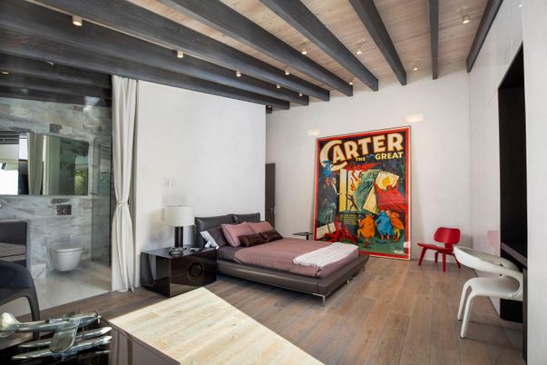 Bathroom, Bedroom, Interior, Recessed Lighting, Wooden Beams, Wooden Ceilings, Wood Texture Flooring