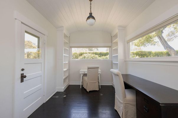 Home Office, Interior, Pendant Lights, Wood Texture Flooring
