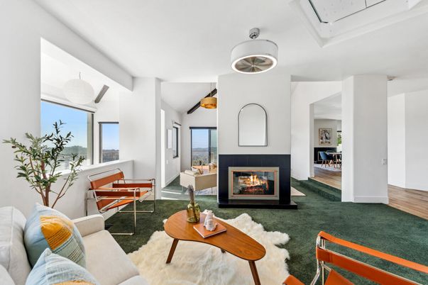 Fireplace, Interior, Living room, Pendant Lights