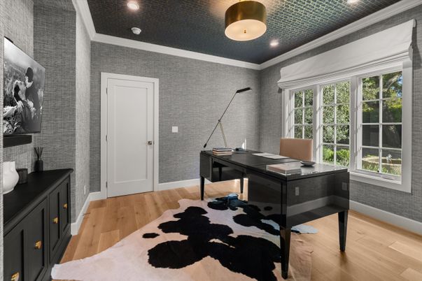 Home Office, Interior, Recessed Lighting, Wood Texture Flooring