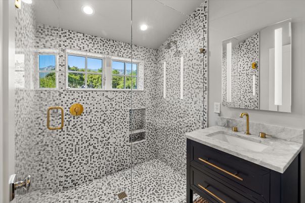 Bathroom, Glass Shower, Interior, Recessed Lighting
