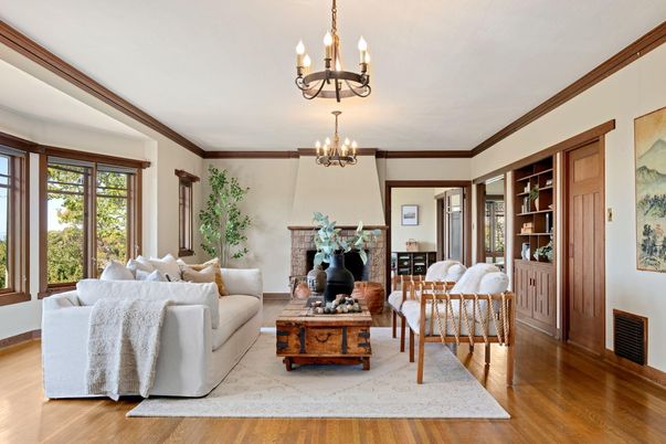 Chandelier, Fireplace, Interior, Living room, Wood Texture Flooring