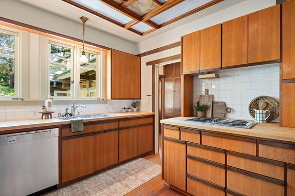 Interior, Kitchen, Pendant Lights, Stainless Steel Appliances, Wood Texture Flooring