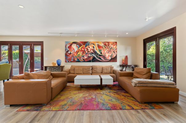 Interior, Living room, Recessed Lighting, Wood Texture Flooring