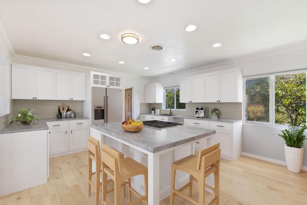 Interior, Kitchen, Recessed Lighting, Wood Texture Flooring