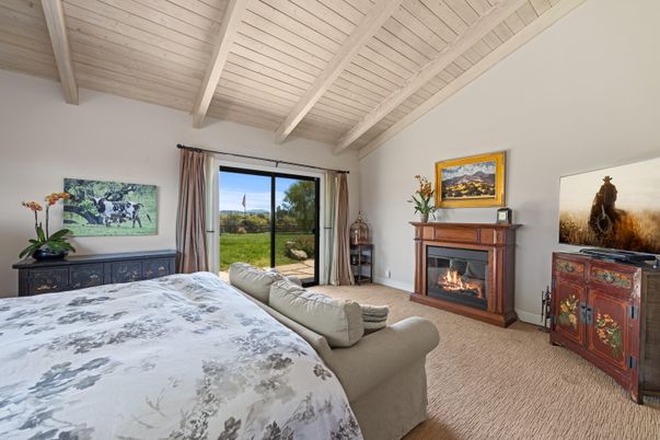 Bedroom, Fireplace, Interior, Wooden Beams
