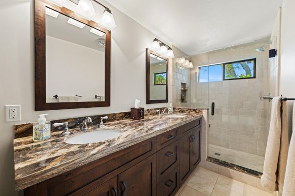 Bathroom, Dual Sink Vanities, Glass Shower, Interior