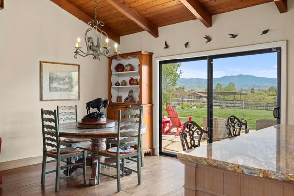 Chandelier, Dining room, Interior, Wooden Beams, Wooden Ceilings, Wood Texture Flooring