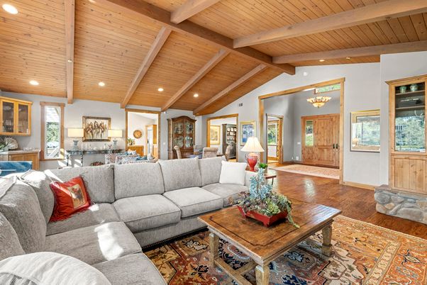 Interior, Living room, Recessed Lighting, Wooden Beams, Wooden Ceilings, Wood Texture Flooring