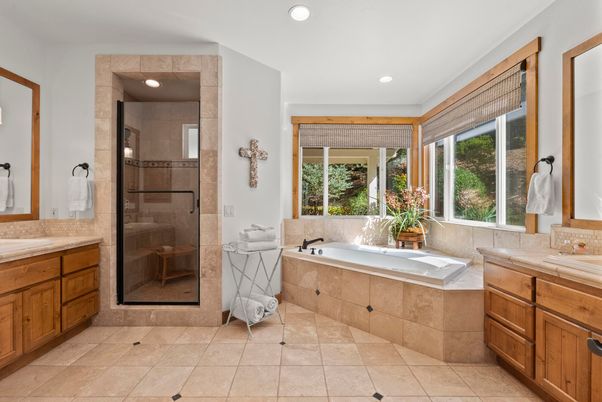 Bathroom, Glass Shower, Interior, Recessed Lighting
