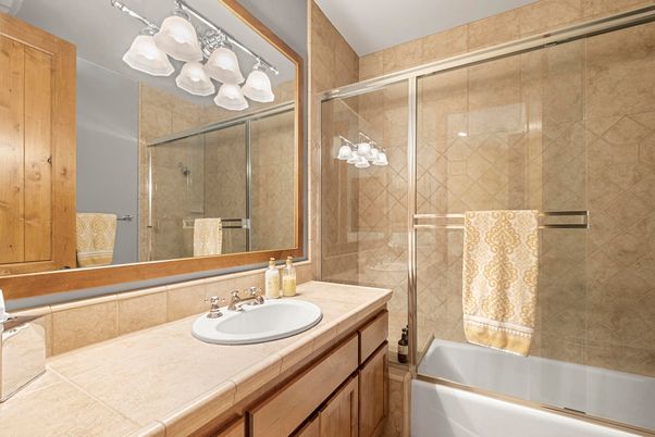 Bathroom, Glass Shower, Interior, Tile Countertops