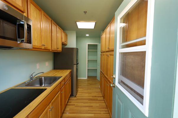 Interior, Kitchen, Recessed Lighting, Wood Texture Flooring