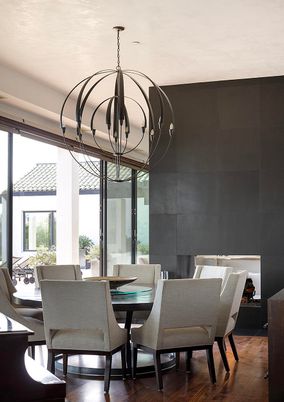 Chandelier, Dining room, Interior, Wood Texture Flooring