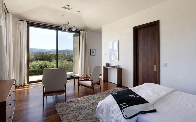 Bedroom, Home Office, Interior, Pendant Lights, Wood Texture Flooring