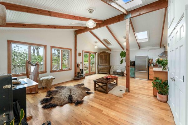 Interior, Living room, Pendant Lights, Wooden Beams, Wood Texture Flooring
