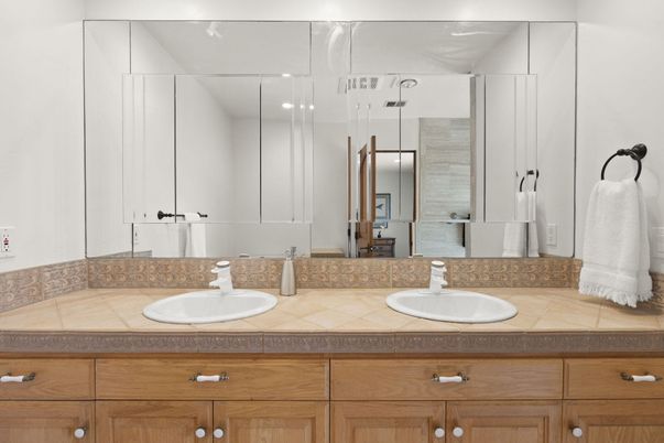 Bathroom, Dual Sink Vanities, Interior, Tile Countertops