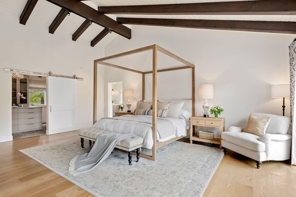 Bedroom, Interior, Wooden Beams, Wood Texture Flooring