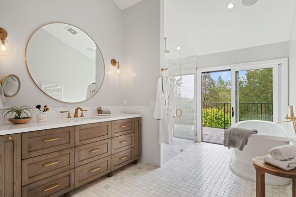 Bathroom, Glass Shower, Interior, Recessed Lighting
