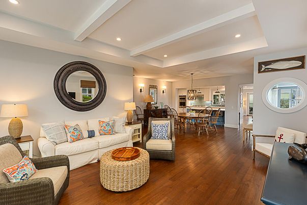 Dining room, Interior, Kitchen, Living room, Pendant Lights, Recessed Lighting, Wood Texture Flooring