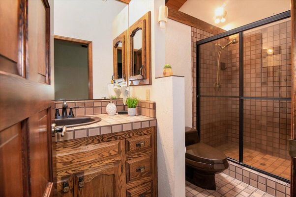 Bathroom, Glass Shower, Interior, Tile Countertops