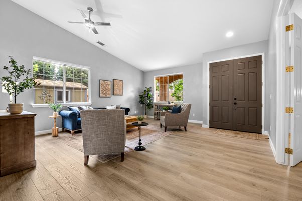 Interior, Living room, Recessed Lighting, Wood Texture Flooring