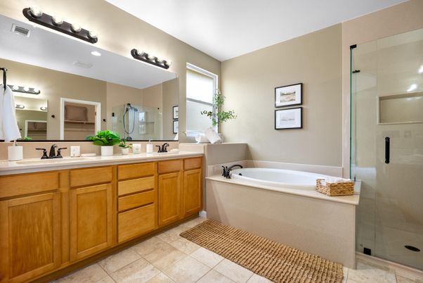 Bathroom, Dual Sink Vanities, Glass Shower, Interior