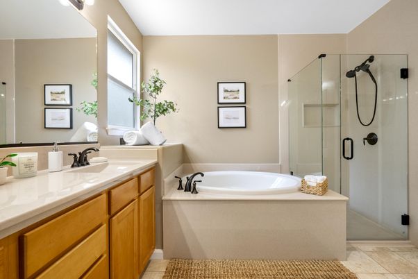 Bathroom, Dual Sink Vanities, Glass Shower, Interior