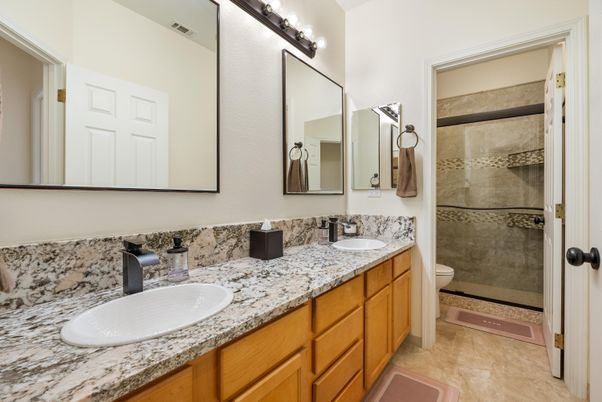 Bathroom, Dual Sink Vanities, Glass Shower, Interior