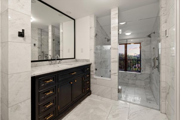 Bathroom, Glass Shower, Interior, Marble, Marble Walls