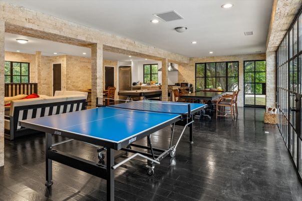 Game Room, Interior, Recessed Lighting, Stone Walls