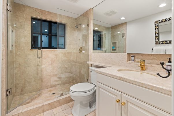 Bathroom, Glass Shower, Interior, Recessed Lighting