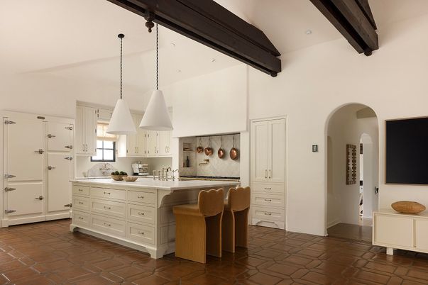 Interior, Kitchen, Pendant Lights, Recessed Lighting, Wooden Beams