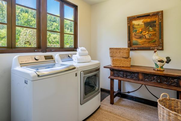 Interior, Washer, Wood Texture Flooring