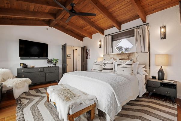 Bedroom, Interior, Wooden Beams, Wooden Ceilings, Wood Texture Flooring