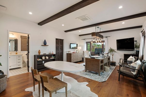 Interior, Pendant Lights, Recessed Lighting, Wooden Beams, Wood Texture Flooring