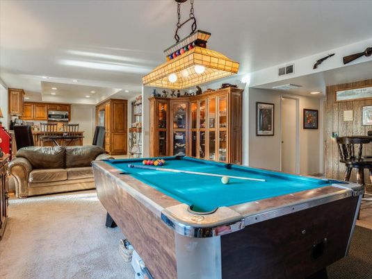 Billiard Table, Dining room, Game Room, Interior, Kitchen, Living room, Pendant Lights, Recessed Lighting