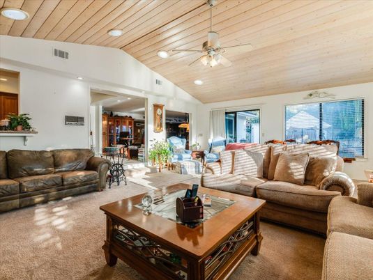 Interior, Living room, Recessed Lighting, Wooden Ceilings