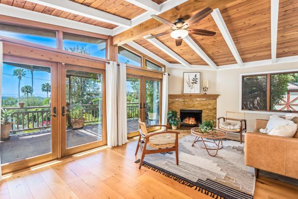 Fireplace, Interior, Living room, Sun Room, Wooden Beams, Wooden Ceilings, Wood Texture Flooring
