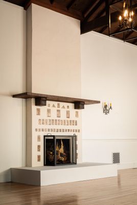 Fireplace, Interior, Wooden Beams