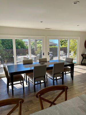 Dining room, Interior, Recessed Lighting, Wood Texture Flooring