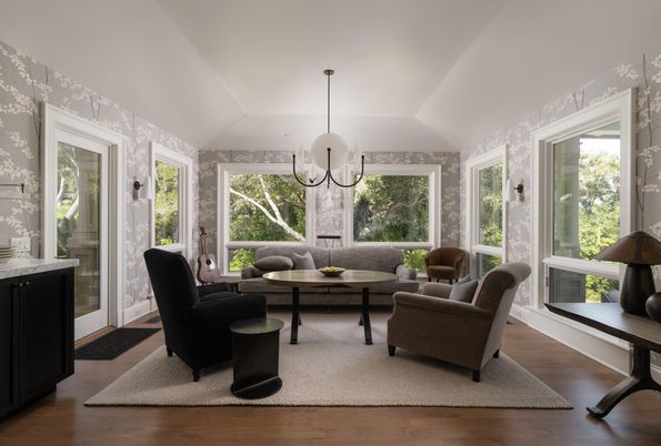 Interior, Living room, Pendant Lights, Wood Texture Flooring