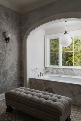 Bathroom, Interior, Marble Walls, Pendant Lights