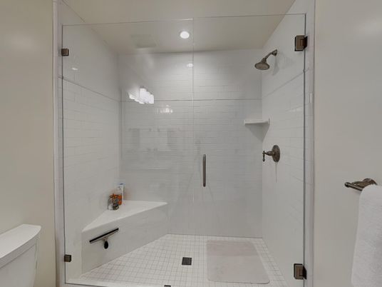 Bathroom, Glass Shower, Interior, Recessed Lighting