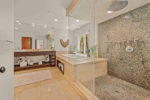 Bathroom, Glass Shower, Interior, Recessed Lighting